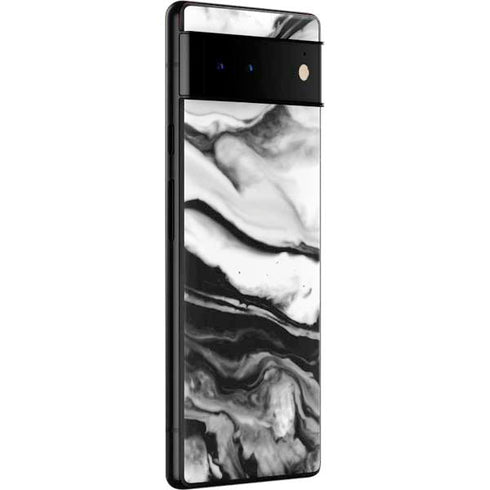 Black and White Marble Ink Google Pixel 6 Skin